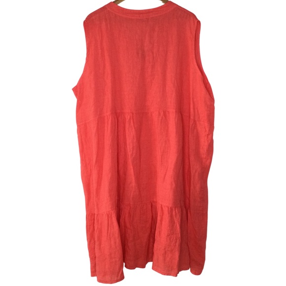 Bellambra Sleeveless Linen Plus Size Dress Coral 3X - Picture 7 of 9